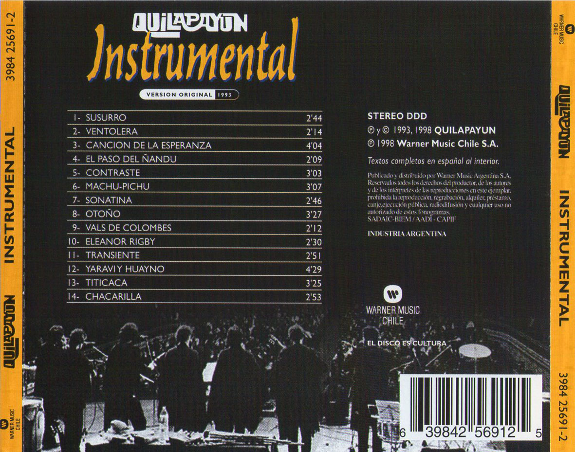 Cd Quilapayùn instrumental Quilapayun-Instrumental-Trasera