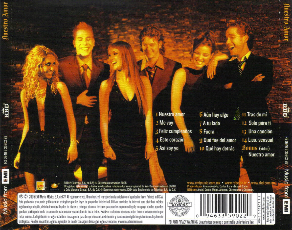 Slike sa omota albuma RBD-Nuestro_Amor-Trasera