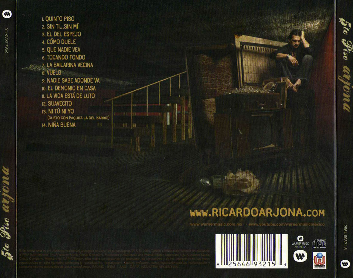 cd  5 to Piso  Ricardo Arjona Ricardo_Arjona-5to_Piso-Trasera