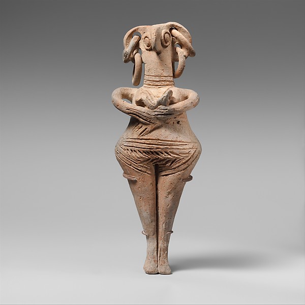 Terracotta statuette of woman with bird face DP109273