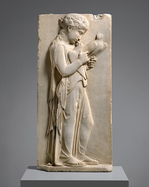 Marble grave stele of a little girl DT279