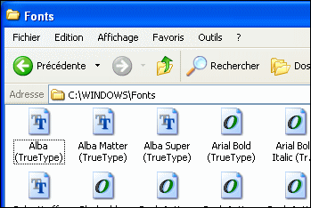 Copier une police de caractères - Windows XP 1879-2