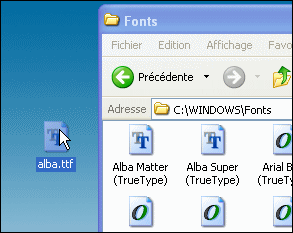 Copier une police de caractères - Windows XP 1879-4