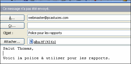 Copier une police de caractères - Windows XP 1879-5