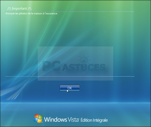 WINDOWS VISTA : Afficher un messsage au dmarrage 2593-6