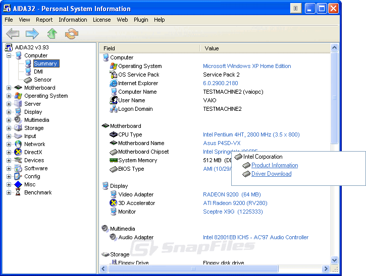 AIDA32 - system information tool Aida32