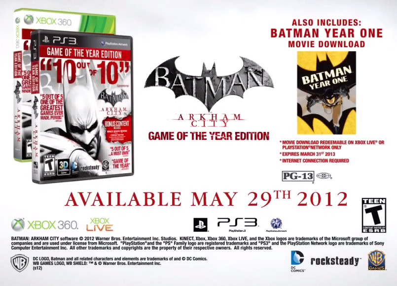 Revelado Batman: Arkham City Game of the Year Edition Batmanacgoty