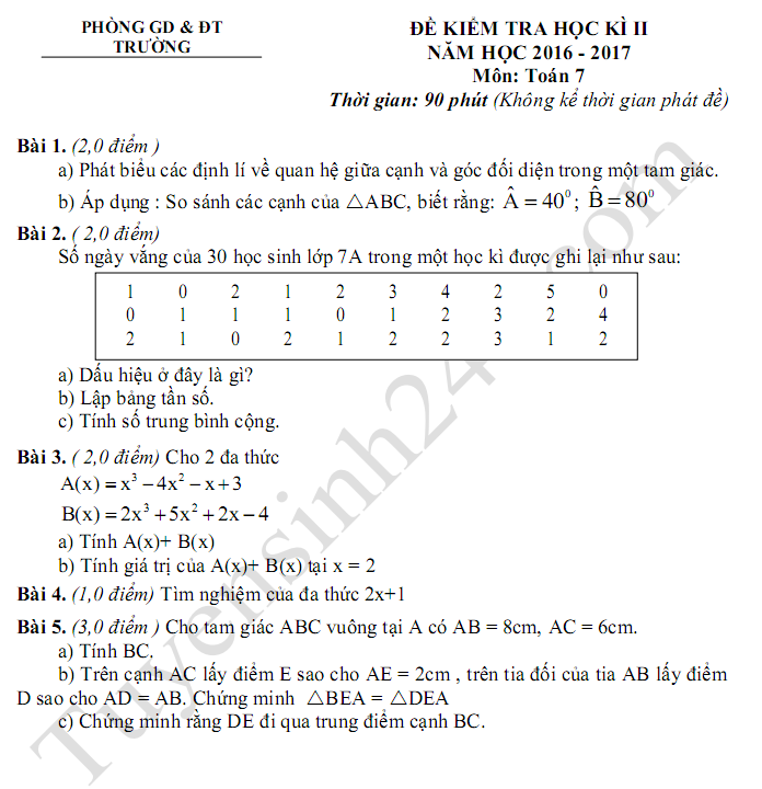 Đề thi học kì 2 lớp 7 môn Toán năm 2017  De-thi-hoc-ki-2-lop-7-toan-2017