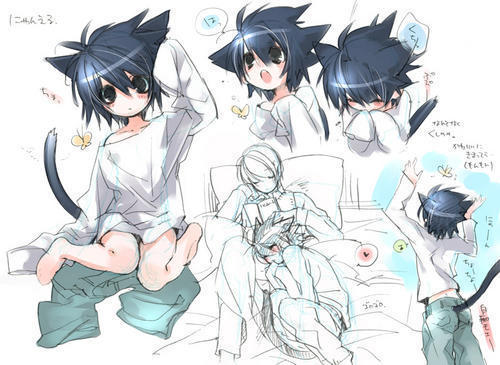 L. Lawliet Neko-L-anime-animal-guys-4015272-500-365