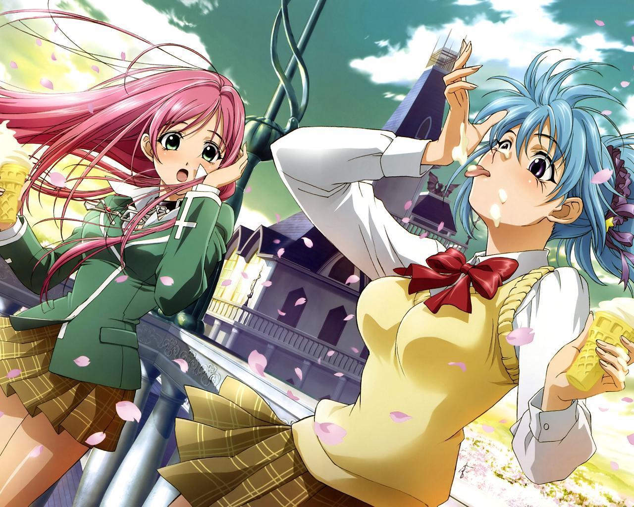 imagenes del anime Moka-san-and-Kurumu-chan-with-ice-cream-rosario-vampire-7855567-1280-1024