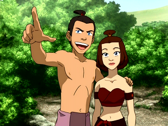 Beach Party! Sokka_and_Suki_in_beach_clothes