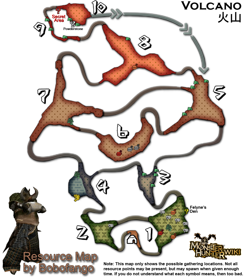 Mapas no Monster Hunter Tri Volcano-ResourceMap