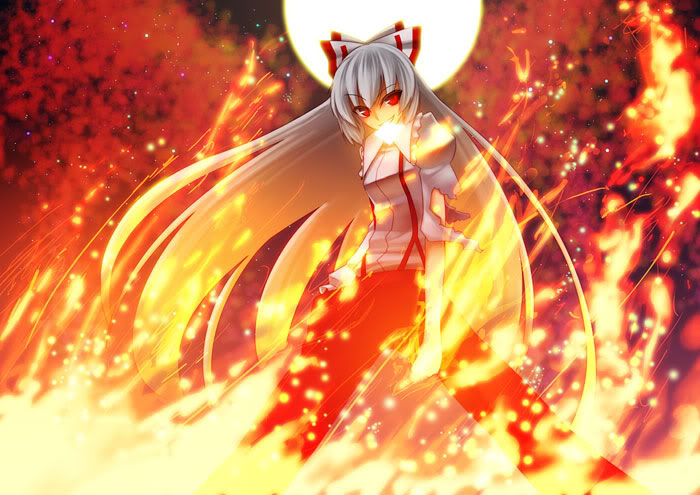 This thread is now about characters with white hair and red eyes.  Fujiwara_no_Mokou