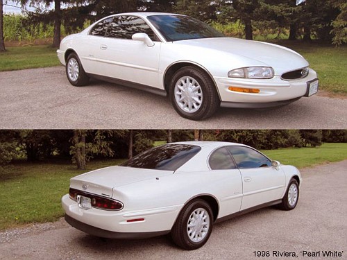 New owner, 1996 Riviera in Washington state 98RivieraPearlWhitefrontrear-vi