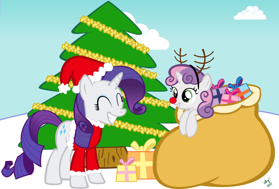 Imagens de Natal de My Little Pony Christmas-With-Rarity-and-Sweetie-Belle-my-little-pony-friendship-is-magic-27843655-900-609