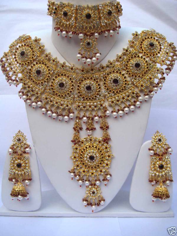 هديتي لك يا ياسمين  Bollywood_Bridal_4PCS_Indian_Kundan_Necklace_Set_Jewellery
