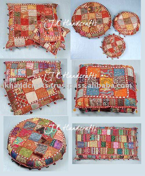 ورشه مفرش باتش ورك استايل هندى  مين هيشرك معايا  Indian_Beaded_Embroidery_Decorative_FLOOR_CUSHIONS