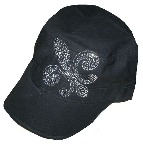             Rhinestone_Fleur_De_Lis_Cadet_Hat_Or_Baseball_Cap