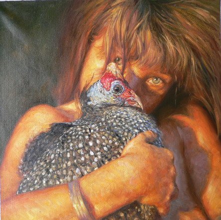 ஆயில் பெய்ண்டிங்  ஓவியம் Girl_Animal_Oil_Painting