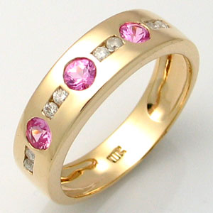 مجموعه من الدبل مرصعه بالألماس Pink_Sapphire___Diamond_Gold_Ring