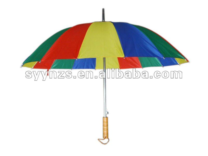 قوس قزح  Assorted_Colors_Rainbow_Golf_Umbrella_with_Wooden_Straight_Handle