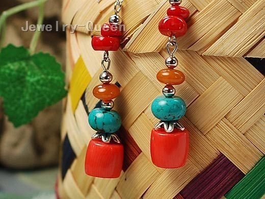 حلق ** ولا أروع 36-pair-lot-Nice-Red-Coral-Howlite-Turquoise-Earring-Costume-Earring-Jewelry-wholesale-Gift-12-style