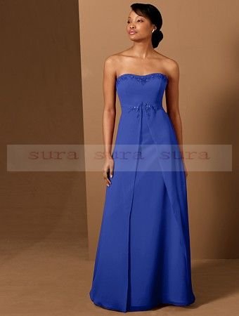 تألقي بالأزرق Freeshipping-Strapless-A-Line-Skirt-wedding-Gown-Bridesmaid-Dresses-Empire-Waistline-dress-Formal-gowns