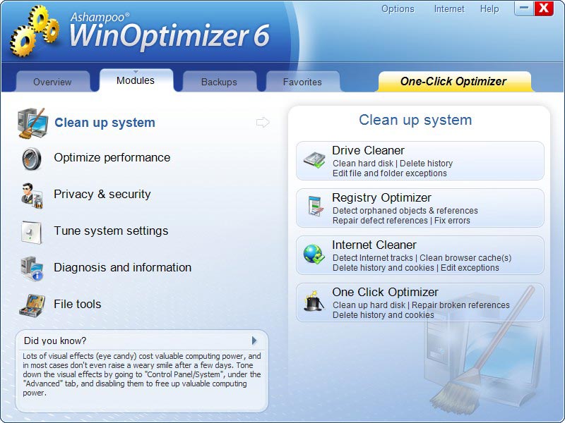 برنامج صيانة الكمبيوتر شهير جداً WinOptimizer_6_modules_en