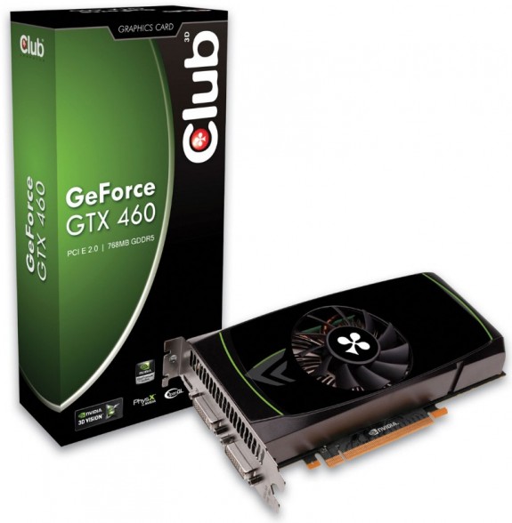 Club3D, GeForce GTX 460 tabanlı yeni ekran kartlarını tanıttı Club3dgeforcegtx460768mb01_dh_fx57