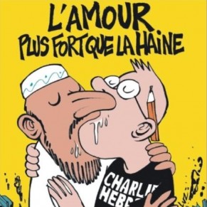 Presse Un musulman et un journaliste s'embrassent en couverture de Charlie Hebdo Thumbnail_1320741703