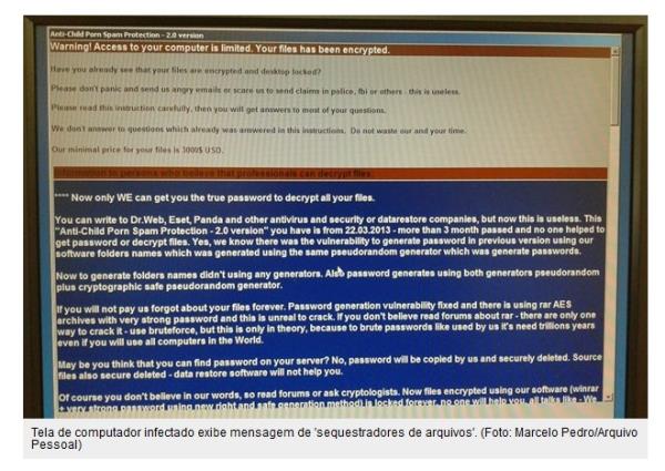 Malware exige pagamento de US$ 3 mil para liberar arquivos do computador 768098822484653
