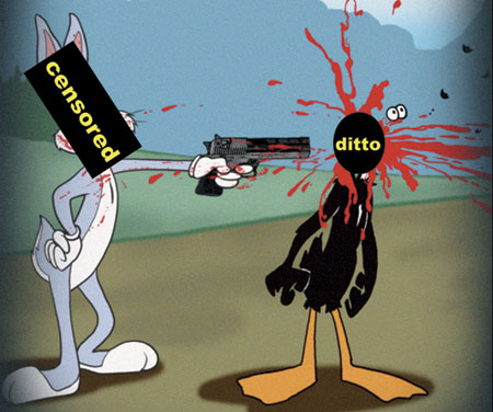 Looney tunes cartoons in first ever art gallery warning Bugsdaffycensored_450x376