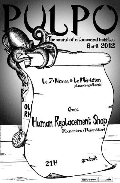 PULPO + HUMAN REPLACEMENT SHOP Samedi 7 avril au Méridien ( Nîmes ) Affiche_Nimes_web_light