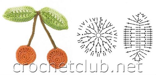 au crochet 4 Cerises-et-feuilles