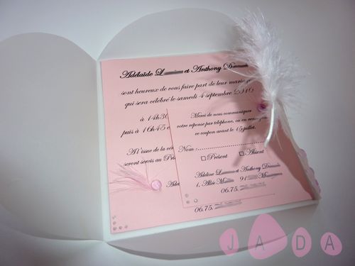 Un petit moment seule ... ( Pour ne pas changer ... ) - Page 3 Faire-part-mariage-adeline-plume-rose-blanc-et-calque-inter