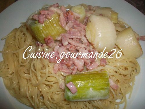 crème - Spaghettis à la crème poireau et lardons Pates-poireau-lardon-creme