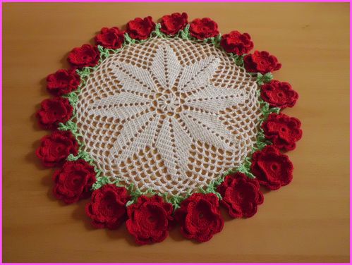 NAPPERONS CROCHET D'ART FAIT MAIN COTON ECRUS24 ET 12CM PRIX