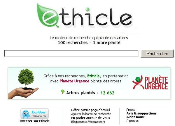 Ethicle - Le moteur de recherche qui plante des arbres Ethicle