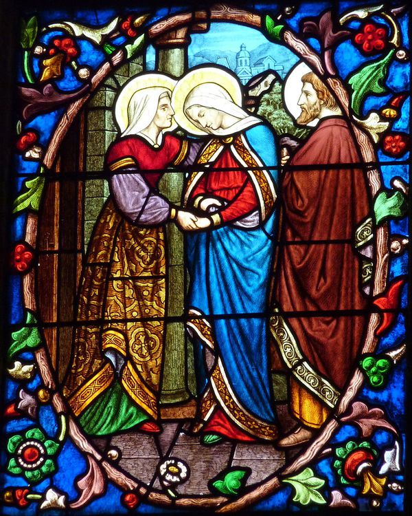 Visitation de la Vierge Marie  Vitrail-dans-la-cathedrale-Saint-Maclou-de-Pontoise-repre