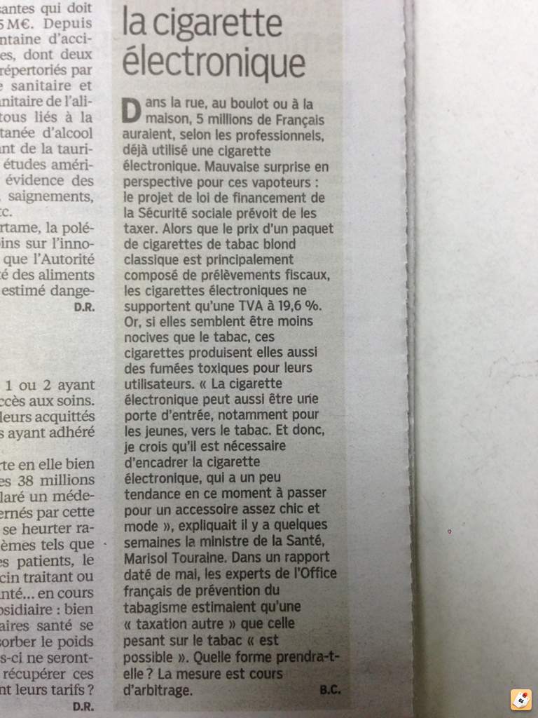 [Le Parisien 12/09/2013] Taxation des e-cigs 4umy3edy