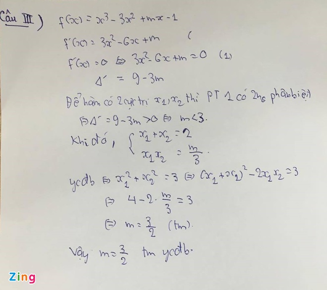 Đề thi và bài giải môn Toán THPT quốc gia 3_zing