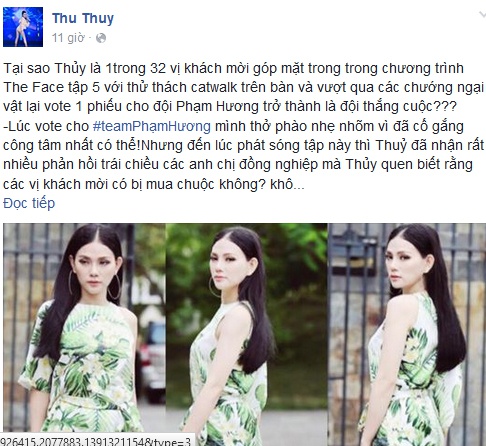 Thu Thủy lên tiếng bênh vực chiến thắng của Phạm Hương Tt