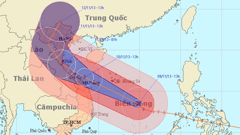 Tâm siêu bão Haiyan bất ngờ di chuyển dọc lên miền Bắc  Baohaiyan