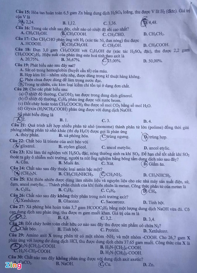 Đề thi và gợi ý lời giải môn Hóa B_zing