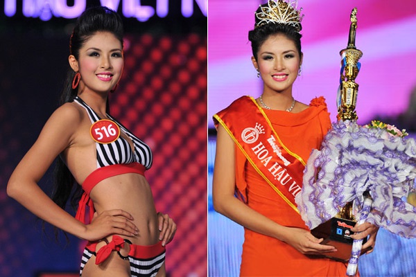 Ngắm nhan sắc các hoa hậu Việt ở khoảnh khắc đăng quang Ngochan_1