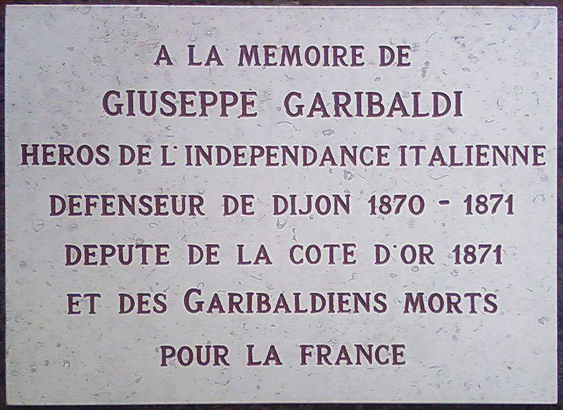 Guerre de 1870. Les chemises rouges de Garibaldi  Garibaldi-plaque-dijon-12f18a2