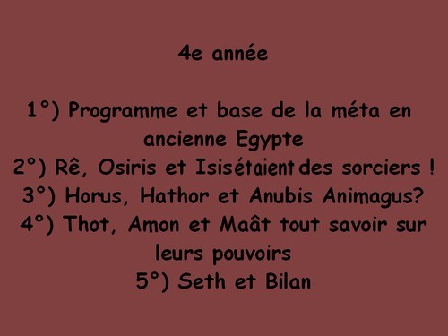 1er cours, 4e année de métamorphose  Program-43751d6