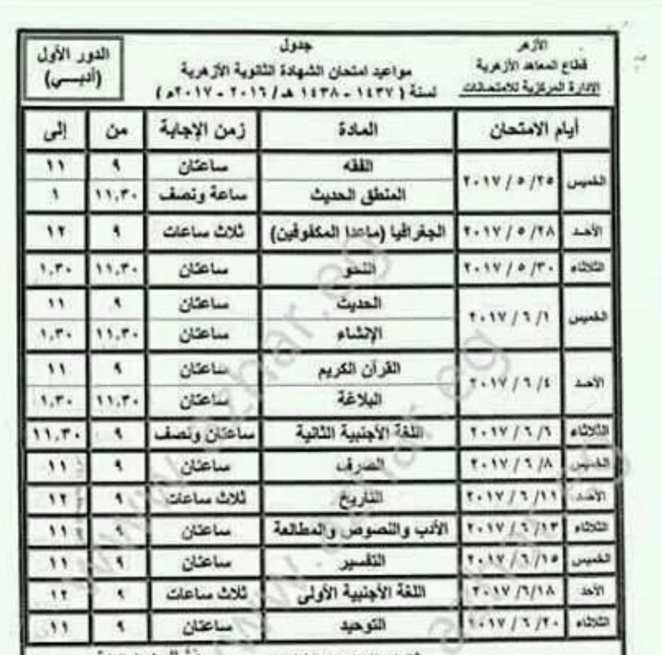 رئيس المعاهد الأزهرية يعتمد جدول امتحانات الثانوية للقسمين الأدبى والعلمى 1205294-%D8%AC%D8%AF%D8%A7%D9%88%D9%84-%D8%A7%D9%85%D8%AA%D8%AD%D8%A7%D9%86%D8%A7%D8%AA-%282%29