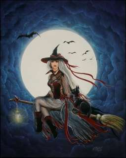 -LUNAS-MOONLIGHT - Página 21 104908970_folk-art-halloween-witch-moon-cat-beautiful-witch-ebay