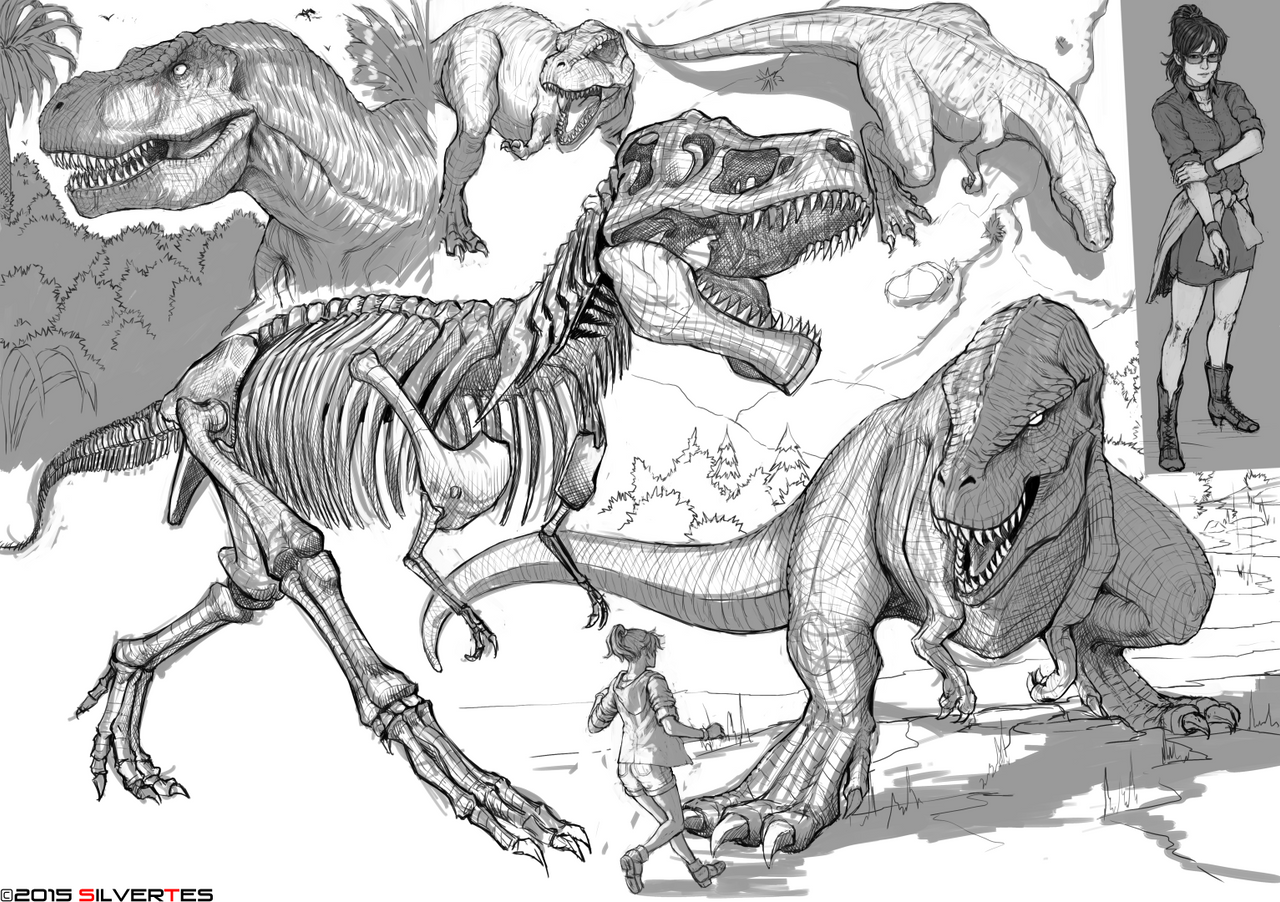 --- SilverTES Artworks --- Jurassic_roar___by_silvertes-d9czowr